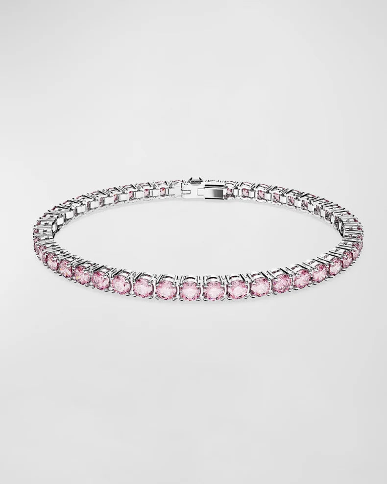 9Ct Round Cut Pink Sapphire Tennis Bracelet For Her