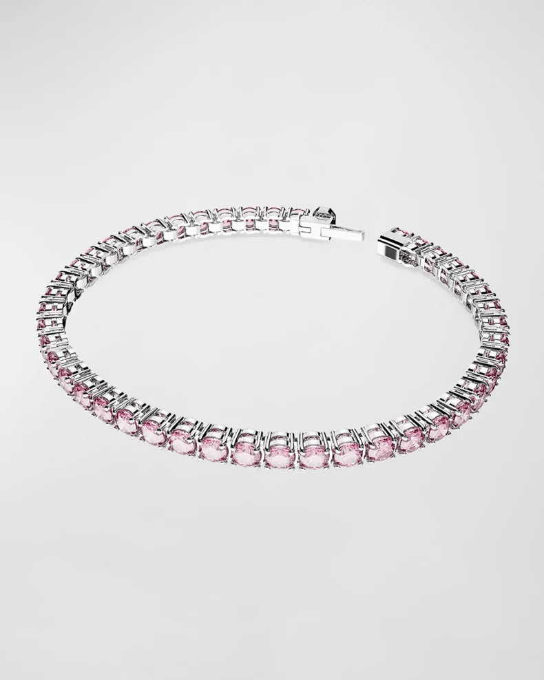 9Ct Round Cut Pink Sapphire Tennis Bracelet For Her