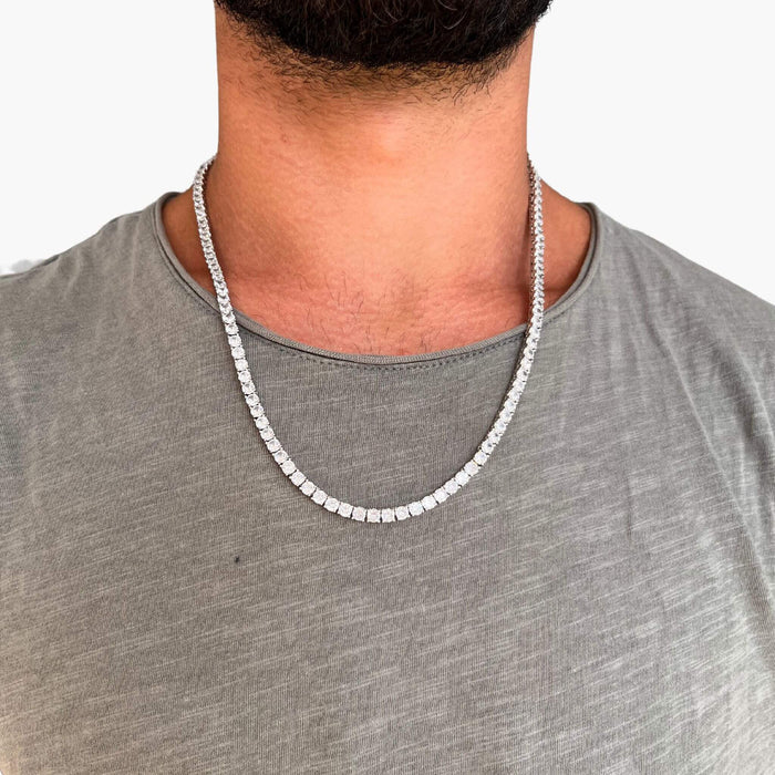 19Ct Round Cut VS1 Diamond Tennis Necklace For Him